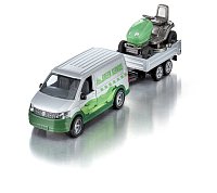 SIKU Super - VW T6 s přívěsem a zahradním traktorem