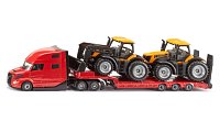 SIKU Super - Tahač Volvo VNL 860 s návěsem a JCB traktory