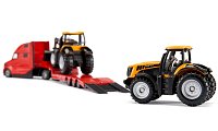 SIKU Super - Tahač Volvo VNL 860 s návěsem a JCB traktory