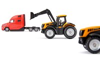 SIKU Super - Tahač Volvo VNL 860 s návěsem a JCB traktory