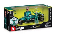 Bburago - RACE Formula F1 s figurkou jezdce, Aston Martin AMR25.2025, 14 Fernando Alonso,1:24