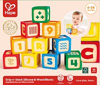 Grip-n-Stack - Dřevěné kostky se silikonem