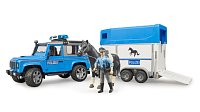 Pohotovostní vozidla - Policie Land Rover Defender s vlekem pro koně a koněm