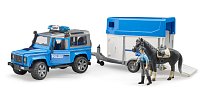 Pohotovostní vozidla - Policie Land Rover Defender s vlekem pro koně a koněm