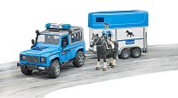 Pohotovostní vozidla - Policie Land Rover Defender s vlekem pro koně a koněm