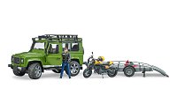 Voľný čas - Land Rover Defender s vlekom, motorkou a vodičom