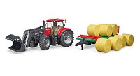 Farmer - traktor s předním nakladačem, vlekem a 8 balíky sena