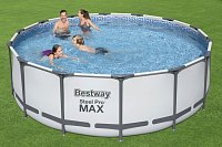 Nadzemní bazén kulatý Steel Pro MAX, kartušová filtrace, schůdky, plachta, průměr 4,27m, výška 1,22m
