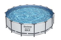 Nadzemní bazén kulatý Steel Pro MAX, kartušová filtrace, schůdky, plachta, průměr 4,88m, výška 1,22m