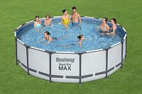 Nadzemní bazén kulatý Steel Pro MAX, kartušová filtrace, schůdky, plachta, průměr 4,88m, výška 1,22m