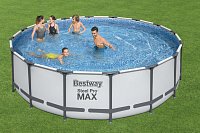 Nadzemní bazén kulatý Steel Pro MAX, kartušová filtrace, schůdky, plachta, průměr 4,88m, výška 1,22m