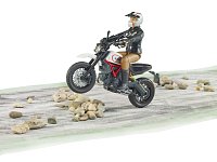 bworld - motorka Ducati Desert Sled s motocyklistou
