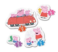 Puzzle 3 + 6 + 9 + 12 dielikov My first puzzle - Peppa Pig