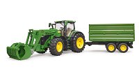 Farmer - traktor John Deere s předním nakladačem a sklápěcím přívěsem