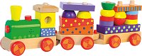 Stacking train with light and sound, printed blocks