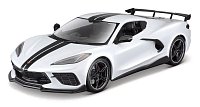 Maisto - 2020 Chevrolet Corvette Stingray Coupe (High Wing), biely, 1:18