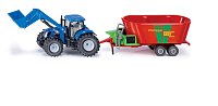 Siku Farmer - traktor New Holland s predným nakladačom a vlekom, 1:50