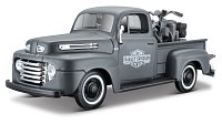 Maisto - Harley-Davidson Custom, 1948 Ford F-1 Pickup + 1:24 1942 WLA Flathead, 1:24