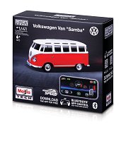 Maisto RC - 1:41 DIE-CAST METAL so svetlami, Volkswagen Van Samba, červený, XTR, Bluetooth 5.0, USB