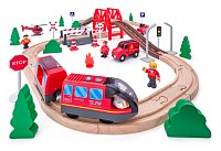 Train set with battery powered locomotive, fire brigade 60pcs