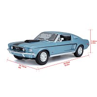 Maisto - Ford Mustang GT Cobra Jet FB 1968, metal modrá, 1:18