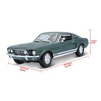 Maisto - 1967 Ford Mustang Fastback, metal zelená, 1:18