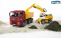 Konstrukční vozy - MAN TGA nákladní auto s Liebherr bagrem 1:16