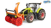 Farm - Claas Axion traktor so snehovými reťazami a radlicou