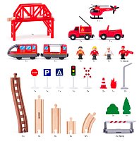 Train set with battery powered locomotive, fire brigade 60pcs