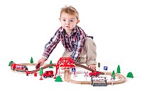 Train set with battery powered locomotive, fire brigade 60pcs
