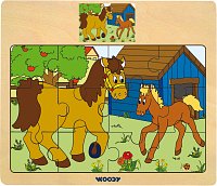 Displ. 12ks - Puzzle na desce ´´Mašinka´´ - zvířata s mláďaty