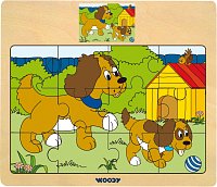 Displ. 12ks - Puzzle na desce ´´Mašinka´´ - zvířata s mláďaty