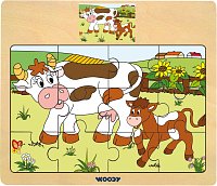 Displ. 12ks - Puzzle na desce ´´Mašinka´´ - zvířata s mláďaty