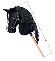 Hobby horse Cortez, black horse on pole, string mane