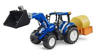 Farmer - New Holland T5.120 s FL s předním nakladačem, boxem a balíkem slámy