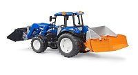Farmer - New Holland T5.120 s FL s předním nakladačem, boxem a balíkem slámy