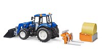 Farmer - New Holland T5.120 s FL s předním nakladačem, boxem a balíkem slámy