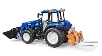 Farmer - New Holland T5.120 s FL s předním nakladačem, boxem a balíkem slámy
