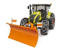 Farmer - Claas Axion 950 se sněhovými řetězy a radlicí