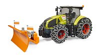 Farmer - Claas Axion 950 se sněhovými řetězy a radlicí