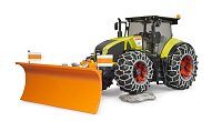 Farmer - Claas Axion 950 se sněhovými řetězy a radlicí