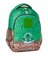 PIXIE CREW  Školní batoh dvoukomorový, 2 zipy, Minecraft