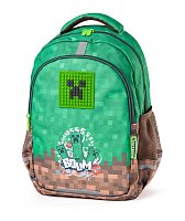 PIXIE CREW  Školní batoh dvoukomorový, 2 zipy, Minecraft