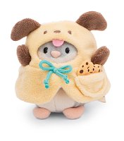 NICI plyš MyMochi Škrečok Shai 8cm v kostýme psíka a sušienkou, set darčekové balenie 8,5x6,5x10cm
