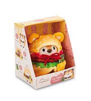 NICI plyš MyMochi Tygr Tiggy 8cm v kostýmu hamburger a okurkou,set dárkové balení 8,5x6,5x10cm