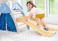 Dětská dřevěná prolézačka s žebříkem a klouzačkou 4v1