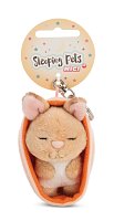 NICI klíčenka spící Zajíček 12 cm, světle oranžový košík, GREEN