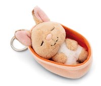 NICI klíčenka spící Zajíček 12 cm, světle oranžový košík, GREEN