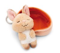 NICI klíčenka spící Zajíček 12 cm, světle oranžový košík, GREEN