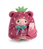NICI plyš MyMochi Králíček Pibu 8 cm v kostýmu jahoda se zmrzlinou,set dárkové bal.
